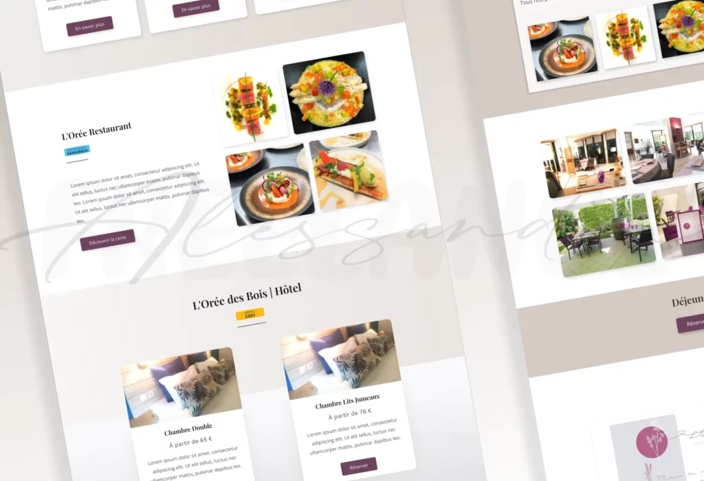 site vitrine hotel restaurant